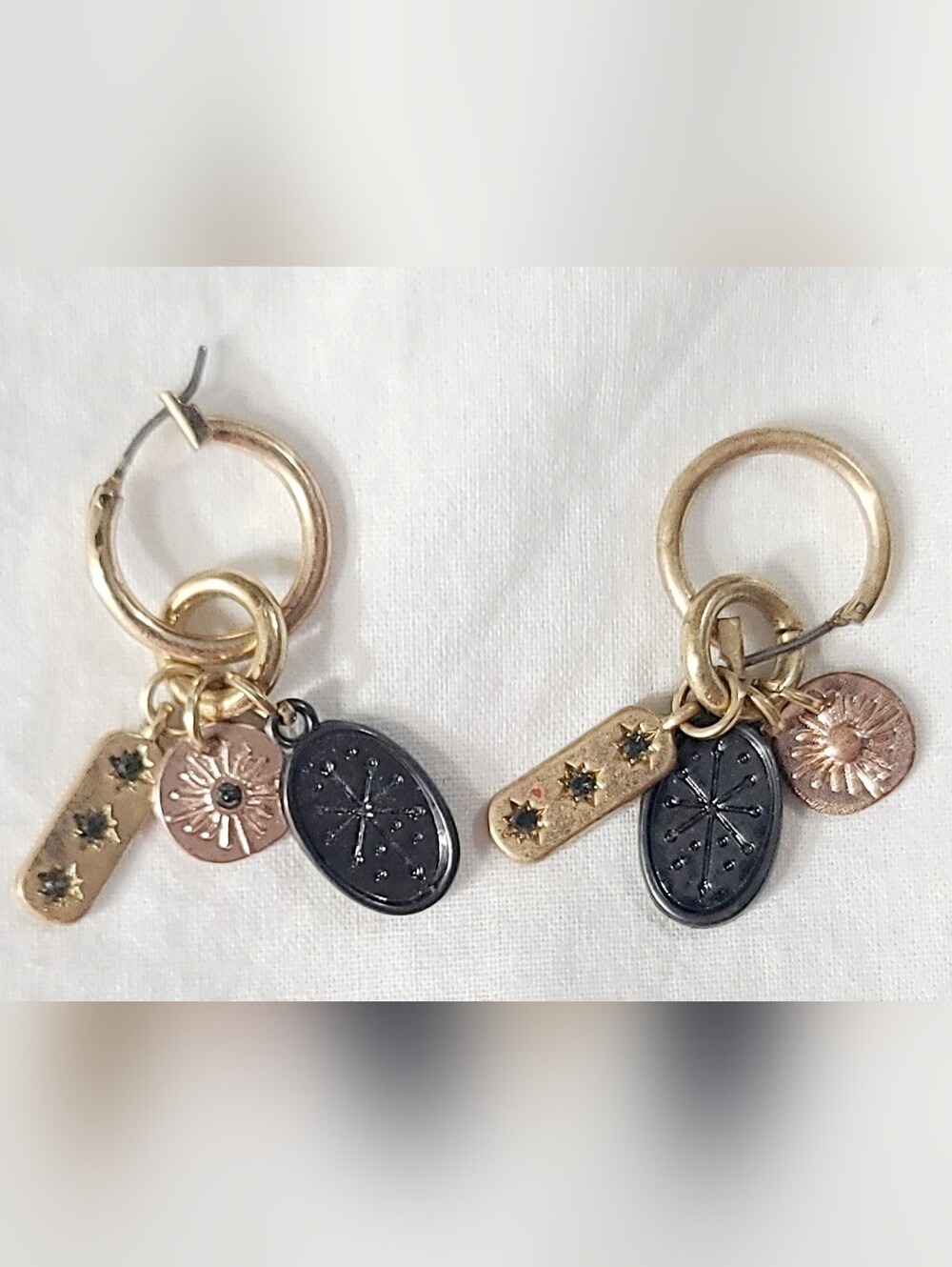 Gold and Black Charm Earrings